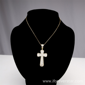 copper zircon 925 silver cross charm pendant